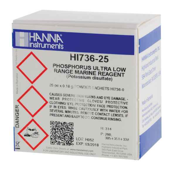 Hanna Phosphorus Ultra Low Range Reagent Set for HI 736-25 Checker HC - 25 Tests