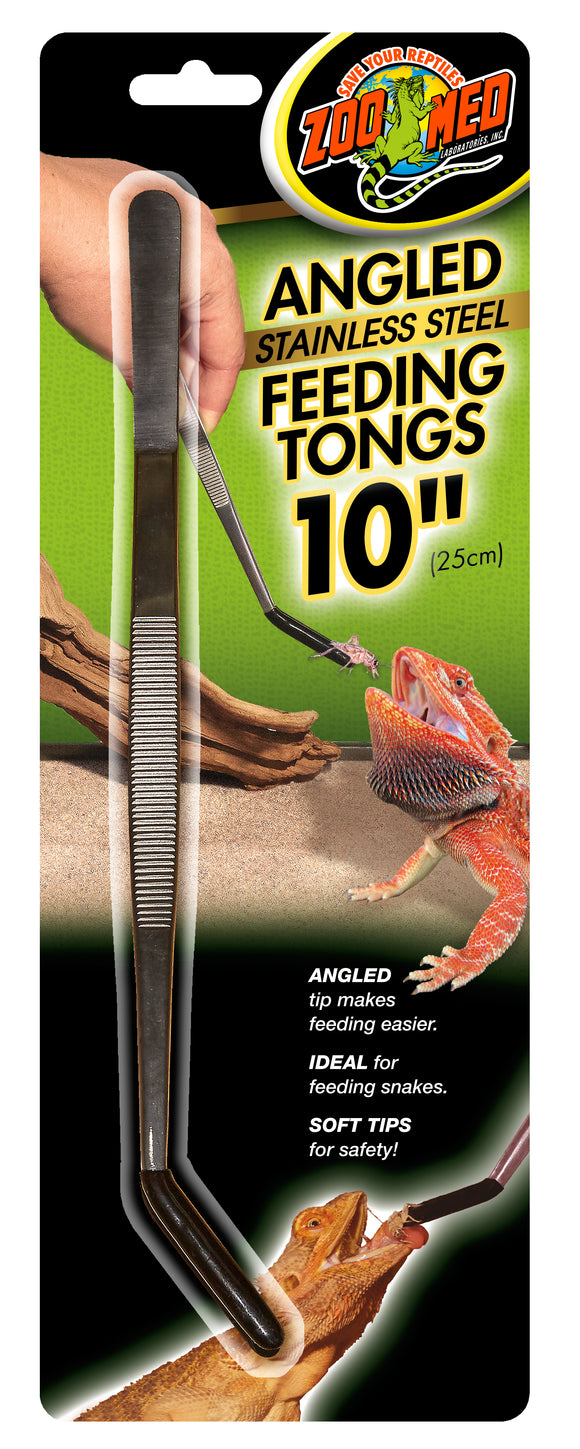 Zoo Med Angled Stainless Steel Feeding Tongs 10″