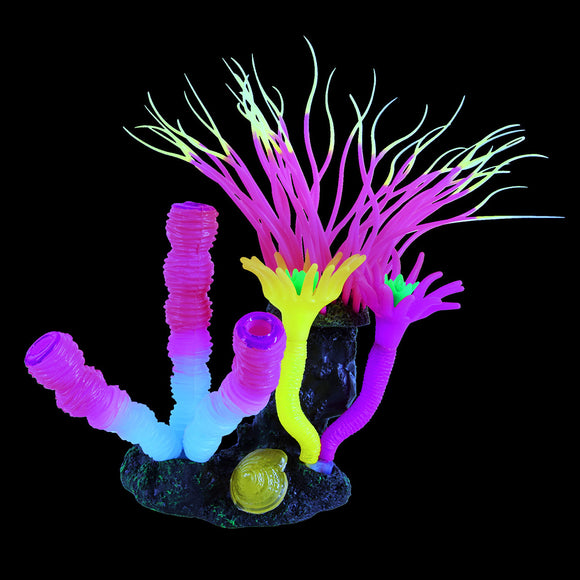 Glow Action Bubbling Anemone with Sponge Coral - Rose